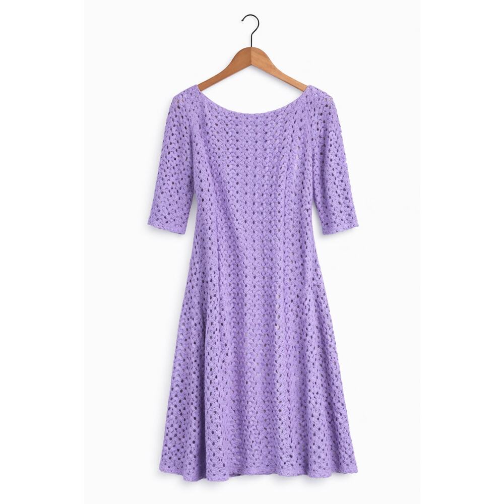 Y2k Lavender crochet dress Size M Boho Retro Soft Girl Hippie Coachella Zodiac